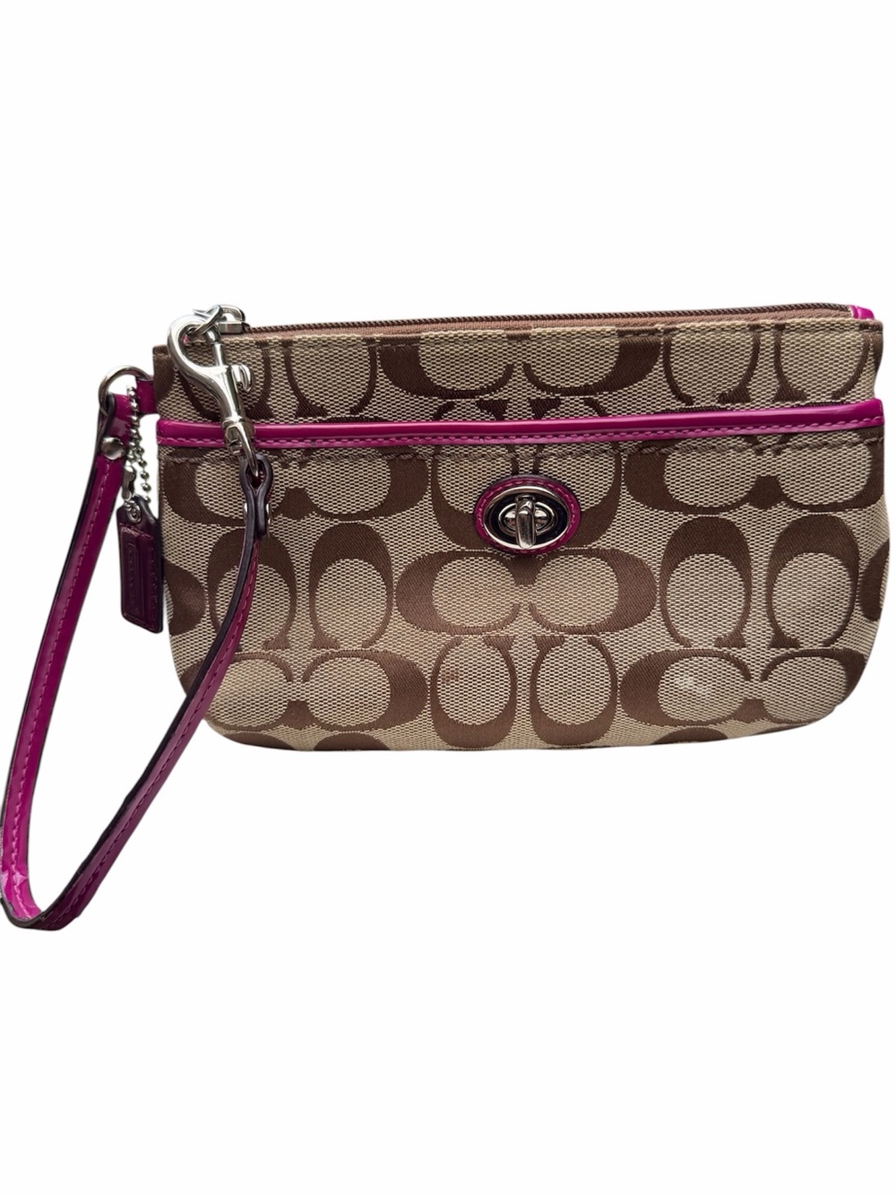 Vintage Y2K COACH Park Signature Medium Brown Canvas Leather C Logo Wristlet